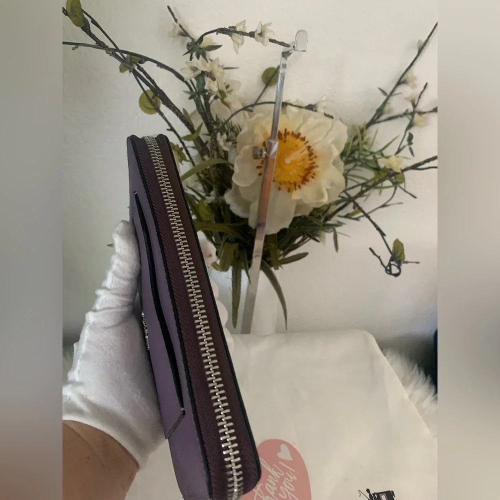 Coach Accordion Zip Around Lavender Wallet